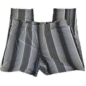 Chico's 3P Ankle Pants Black White Stripes Polka Dot Slinky Stretch Petite XL 16